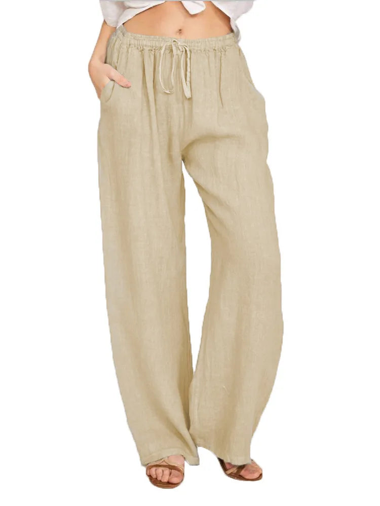 Summer and Autumn New Casual Women's Wear in Europe, America, and Europe Large Loose Cotton Hemp Casual Pants - 3KDyn